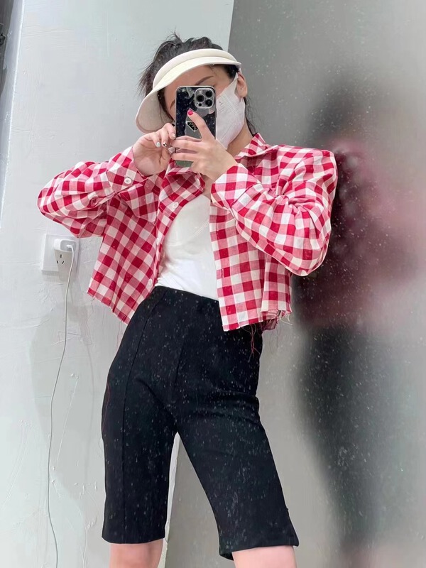 [c.h.z] personalized checkered rose short sunscreen shirt 90790\wtt