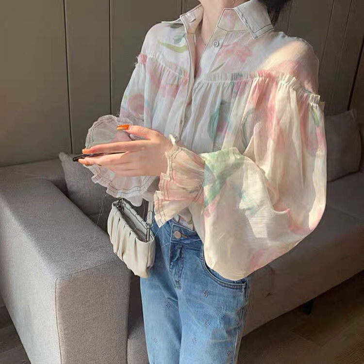 [Kiki studio] pastoral small fresh and breathable shirt 6075\hjy