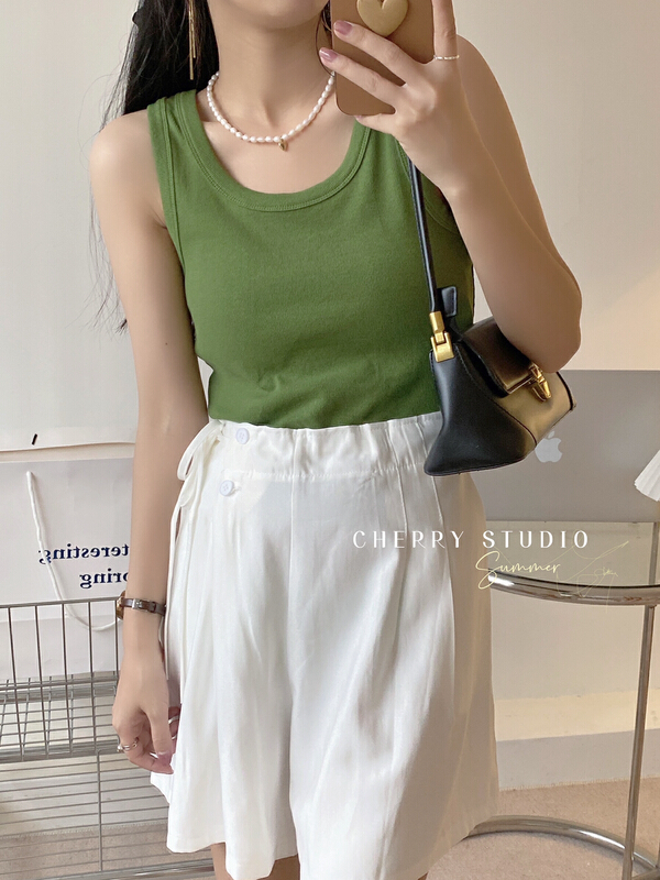 [cherry studio] Korean elastic round neck versatile vest / sling 5251\hbx