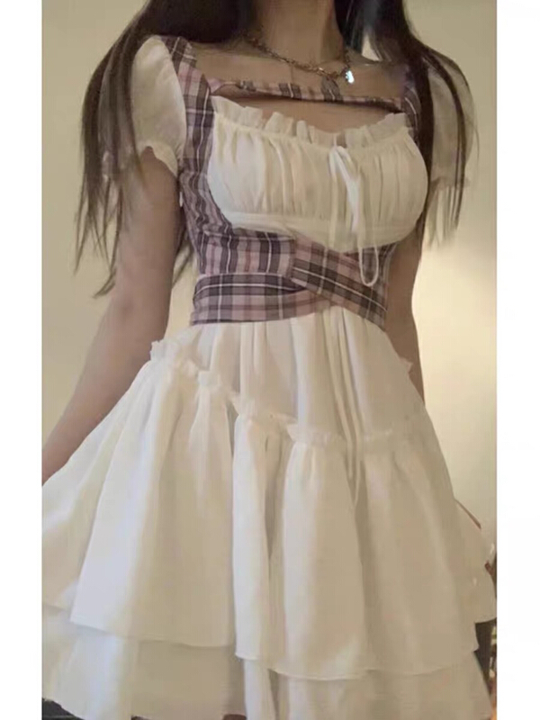 [Kiki studio] sweet and spicy Japanese small fresh thin dress 6082\hjy