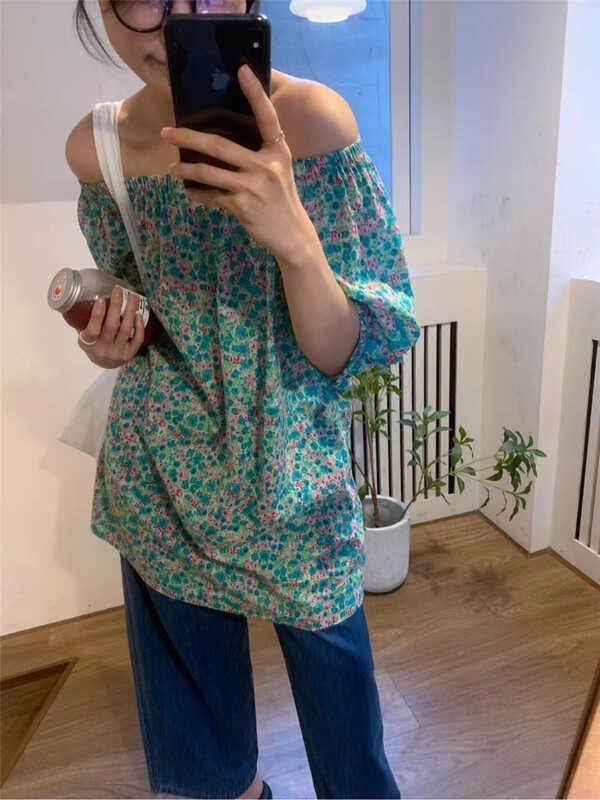 [hey Bella] broken flower comfortable Korean shirt 2933\ll