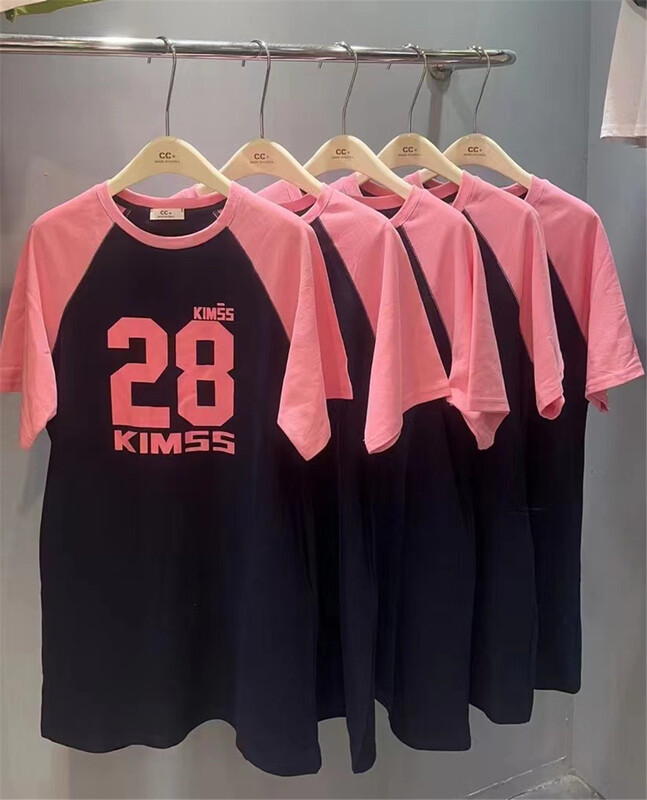 [cc+] round neck color blocking comfortable short sleeve T-shirt 6533\l