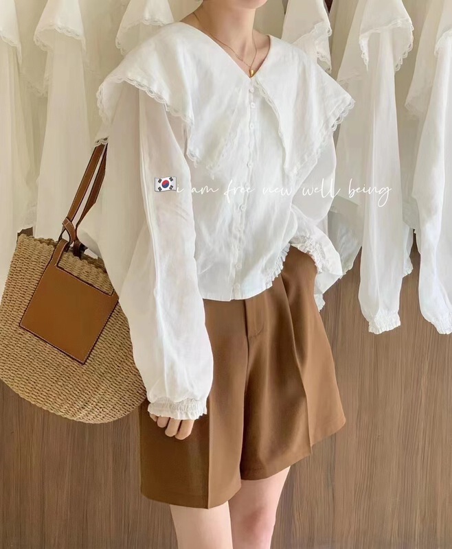 [free studio] Korean Lapel single breasted shirt 7608\hjy