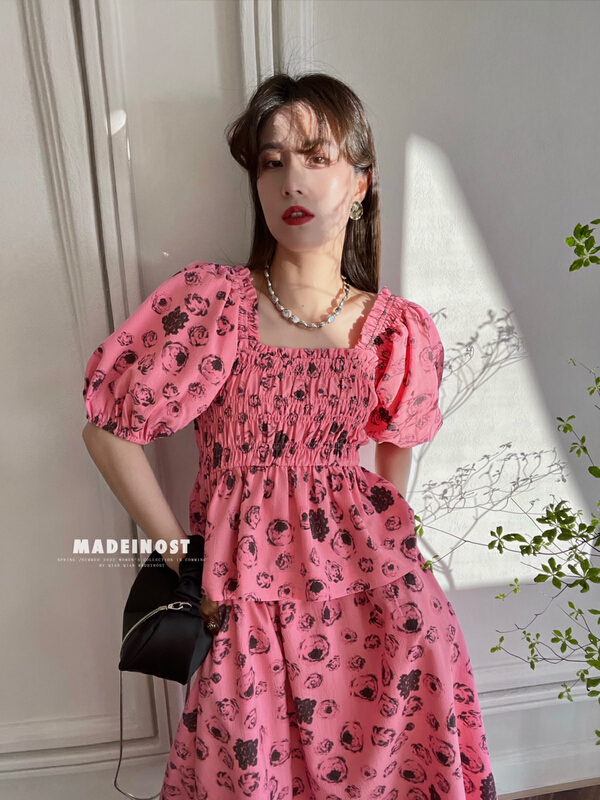 In early summer! [OSHA madeinost] withered rose, waist closed, two off shoulder elastic blouses 86279\ll