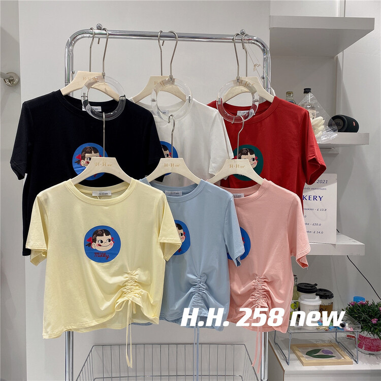 [HH &miss Lai] graphic print short short sleeve T-shirt 258 "L