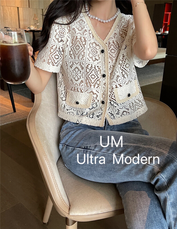 [um micron] Korean style hollow out shirt 66526\hjy