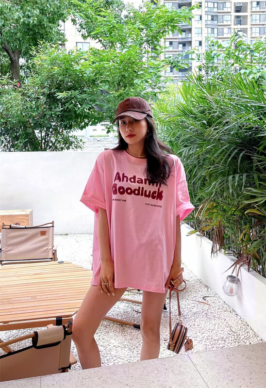 [cc+] round neck letter comfortable short sleeve T-shirt 6507\l