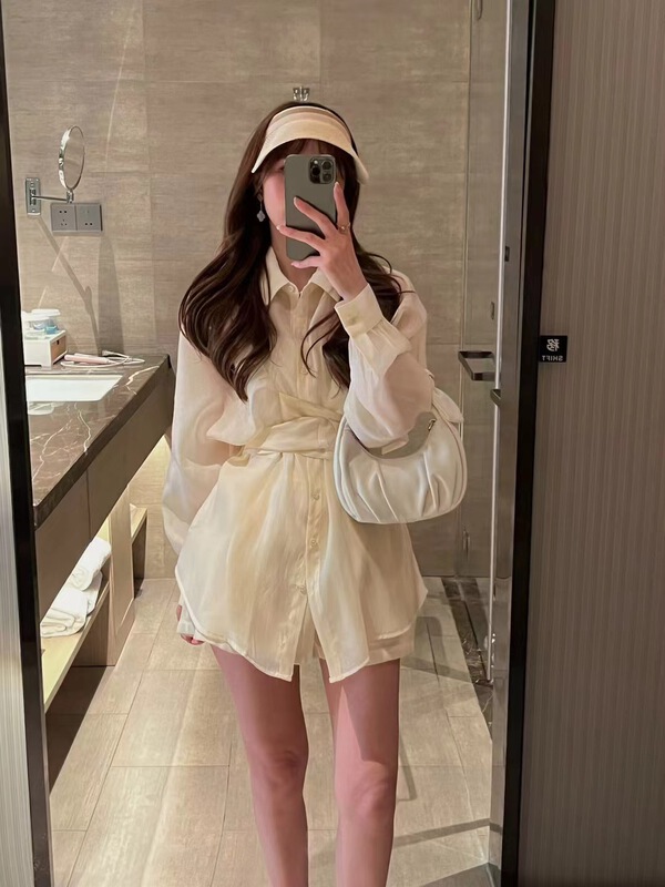 [Camelia] Korean style design sunscreen shirt + casual Shorts Set 9765\hjy