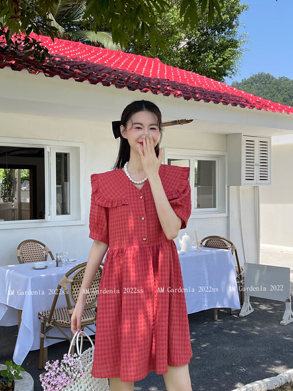 [am Gardenia] Korean checkered fashion dress 3633\pcz