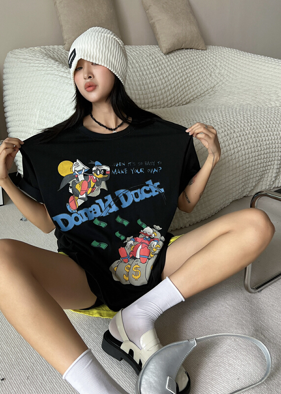[European and American trend] Korean print short sleeve T-shirt 12304\l