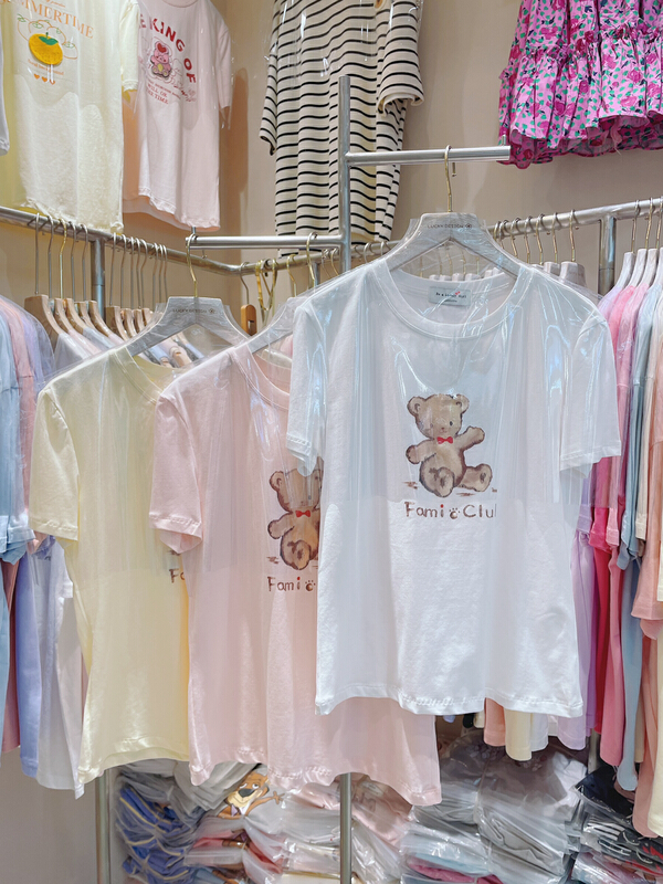 [lucky] Korean sweet bear printed short sleeve T-shirt 8757\hbx