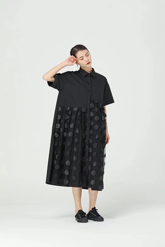 New in early summer! [size] Korean patchwork hem round pattern dress 2653-1\lsw