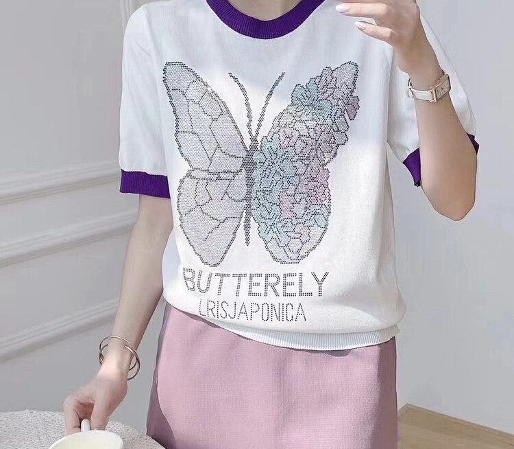 [f · P] niche design round neck heavy industry hot drill T-shirt 73177\hbx