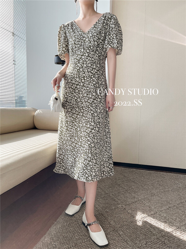 [candy] V-neck Korean simple dress 4246\zjy