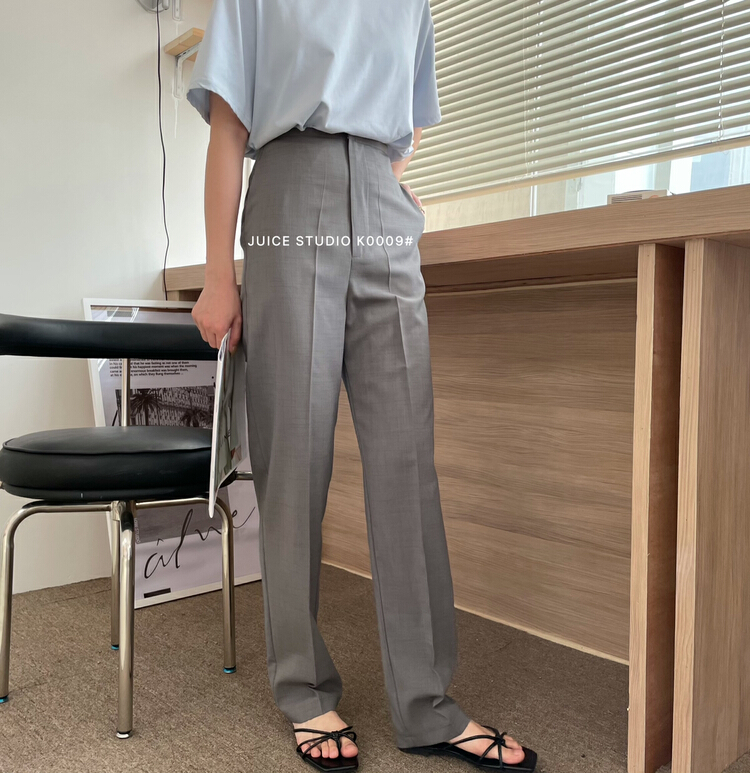 [juice] exquisite narrow waist versatile pants with hemp feeling and breathability k0009