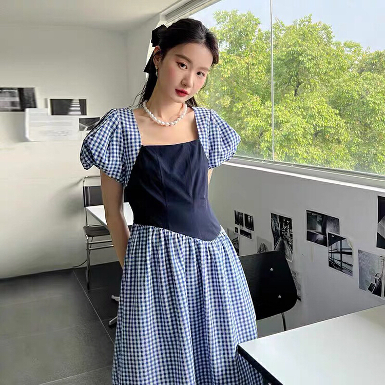 [jun.t] designed a niche irregular patchwork Plaid Dress 6135\pcz