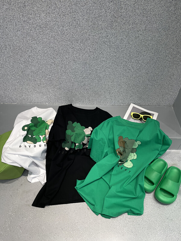 [bobo1972] Cartoon Bear loose Casual Short Sleeve T-shirt 229505\ozq