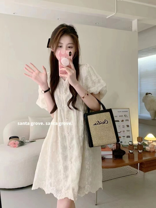 [ya.mei] V-neck single breasted lady dress 4715\ll