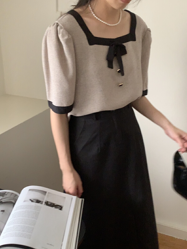【GABRIELLE】方領泡泡袖小衫  B2314#  ZXL