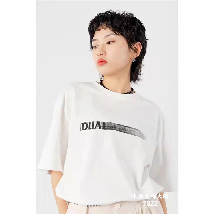 [Huan Zhuoer] round neck letter printed short sleeve T-shirt 7822\l