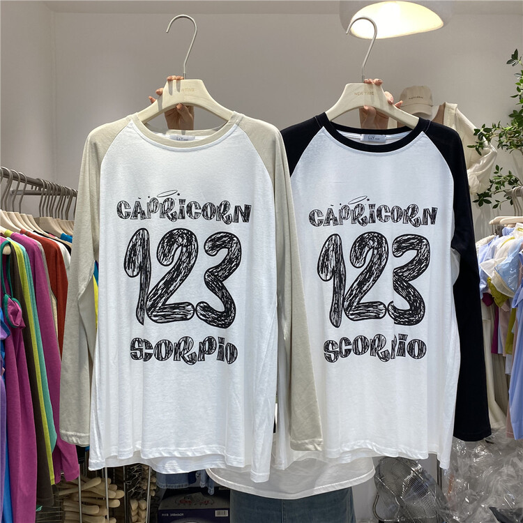 [new time /l&y home] casual simple 123 print sunscreen long sleeve T-shirt 38876\xyy