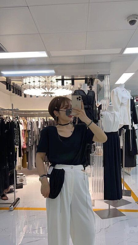 [semi plain] Korean net color loose short sleeve T-shirt w810\zjy