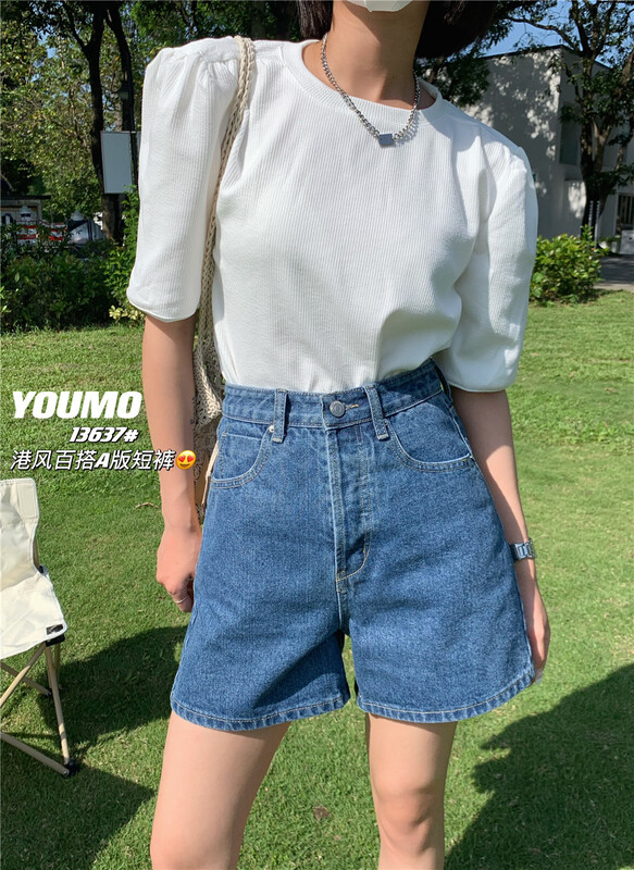 [suxinlan /youmo] Korean simple and versatile denim shorts 13637\lsl