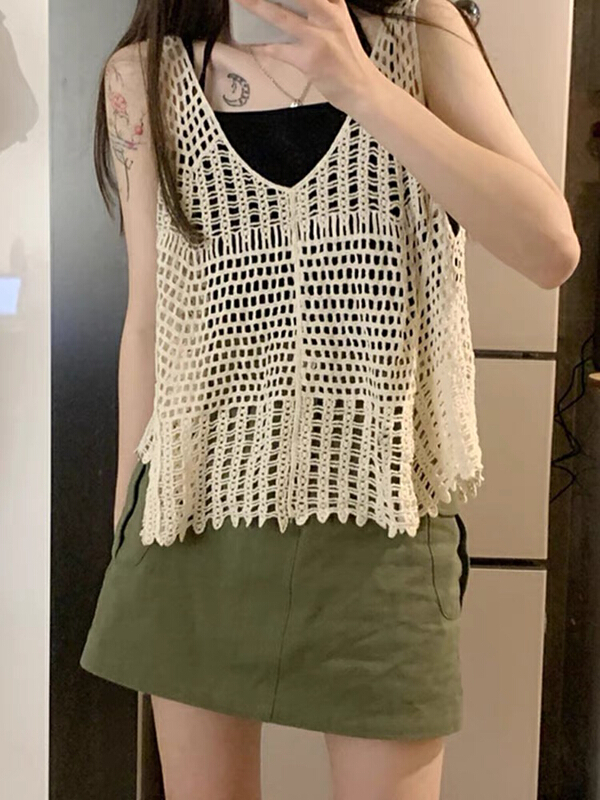 [Huaxi] suspender Vest + hollow vest two piece suit 9227\pcz