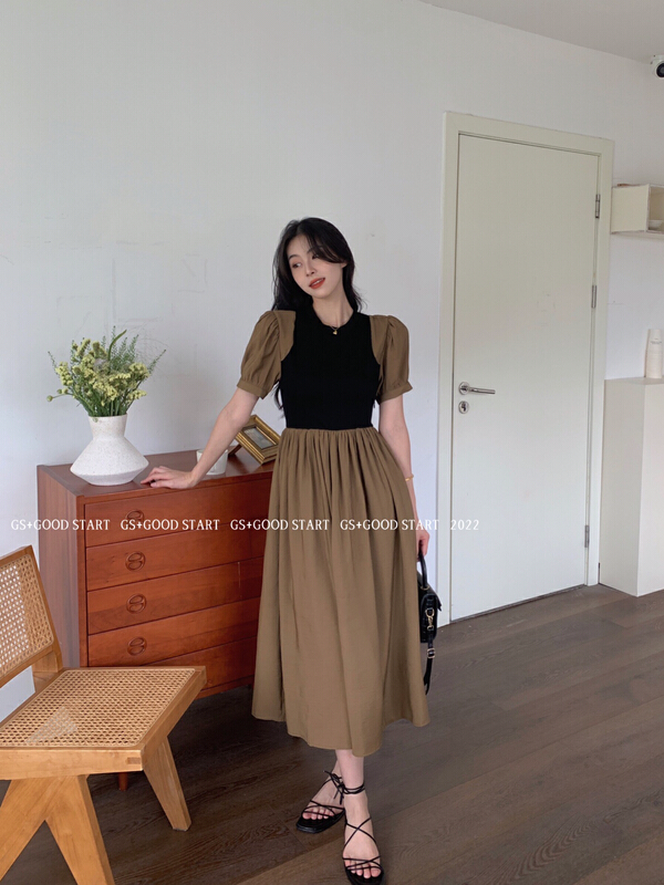 [gs.good star] temperament Han Shu patchwork dress 22372\hjy
