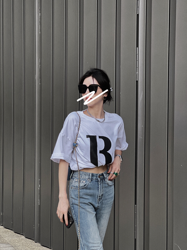 [bobo1972] simple printed T-shirt with short sleeves only sold for t442055