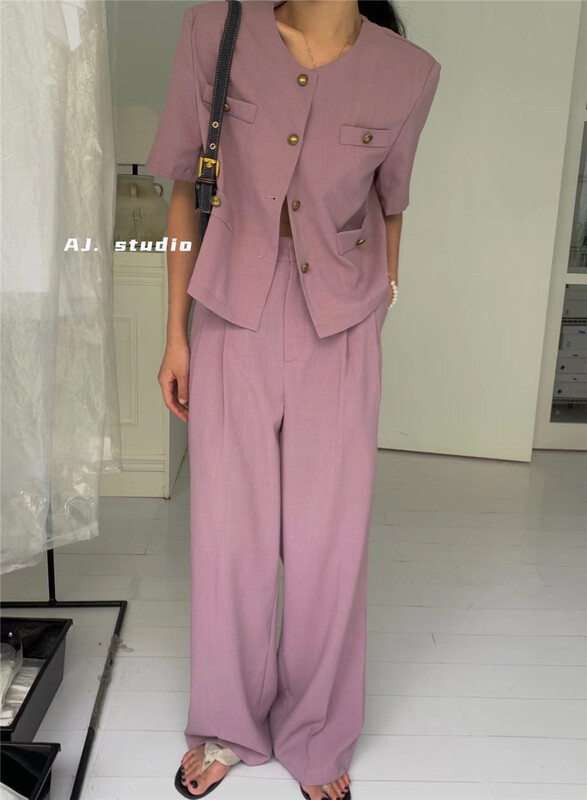 [aj.studio] solid color wide leg pants 9261\ll