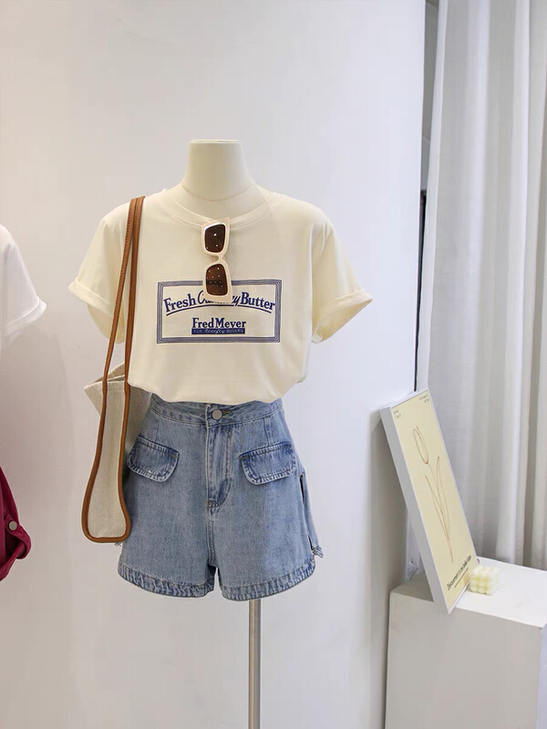 【 1000 】 personalized decorative zipper design simple and versatile skinny denim shorts 8052\lsw