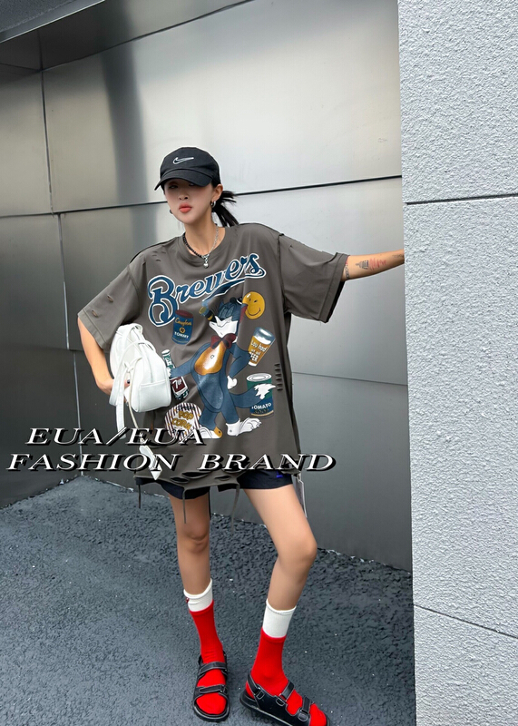 [EUA European and American trend] Street trend comfortable short sleeve T-shirt (T-shirt only) 12276\xyy