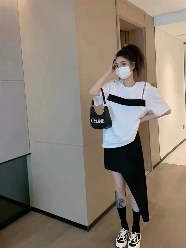 [yoyo style] color blocking design fashion short sleeve T-shirt 8571\xyy