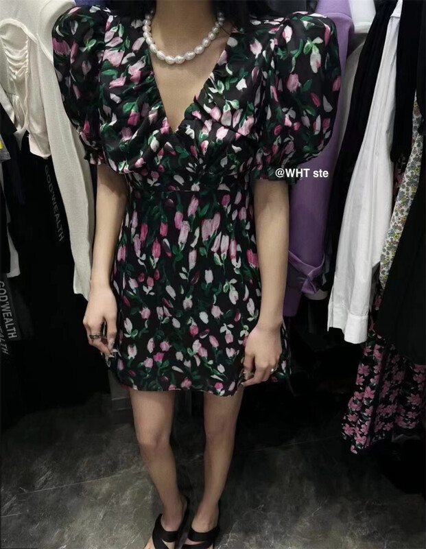 In early summer! [wht] short sleeve V-neck floral dress ys1-4005\wtt