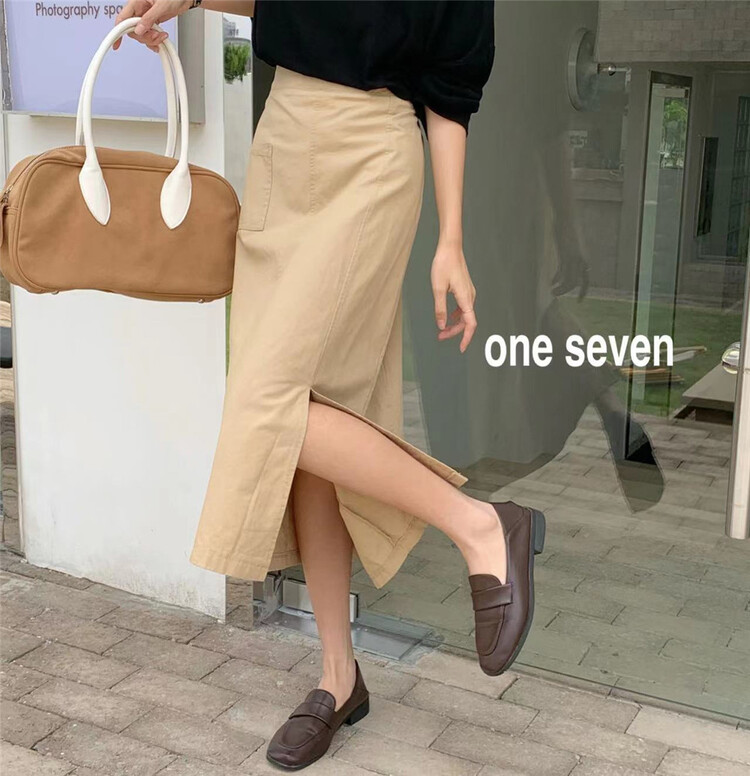 Original price: 22.56! [one seven] Korean slim solid color skirt y021\xyy