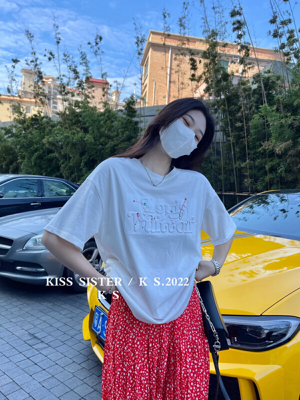 Original price 66.55! [kiss sister] loose large three-dimensional printed short sleeve T-shirt 9029\ozq