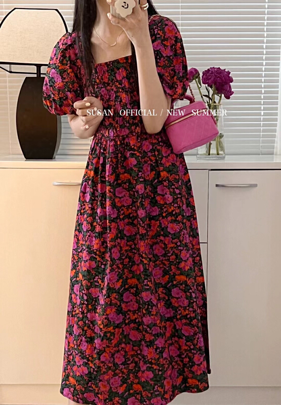 [Susan] lady flower fresh minority dress 18581\lsw