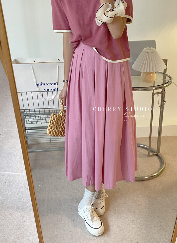 [cherrystudio] Korean pleated pleated A-line skirt 5235\hbx