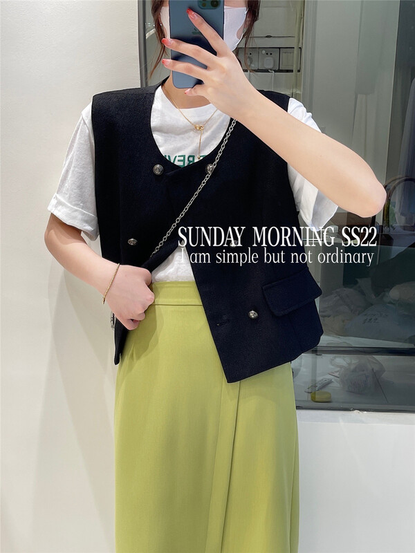 [Sunday morning] small fragrance temperament double breasted vest 9003\zsy