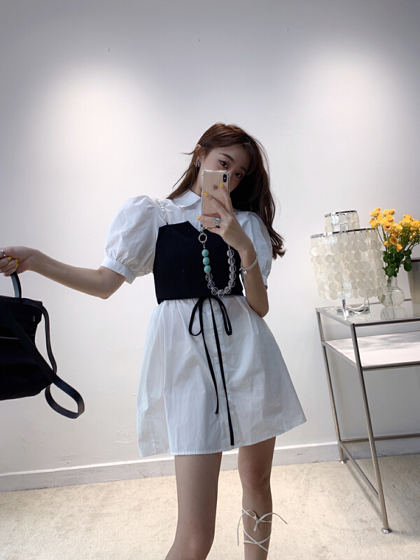 [Vanessa] Korean design lined dress + sexy vest suit 6288\ozq