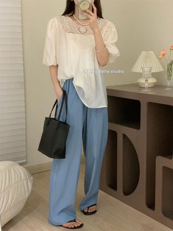 [hey Bella] round neck Pullover comfortable, fresh and simple shirt 2969\ll