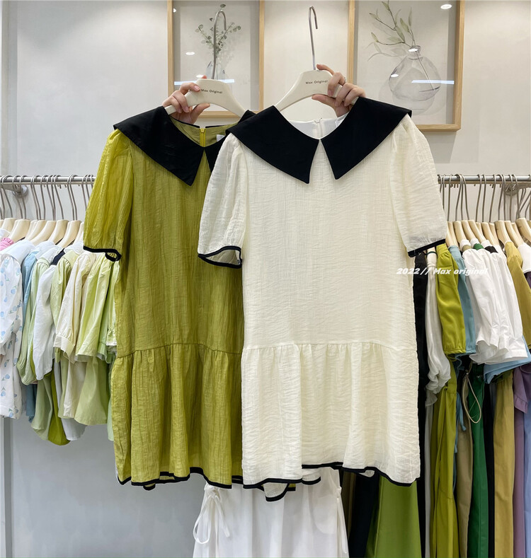 [Max original] Korean fresh large lapel dress 98327\hbx