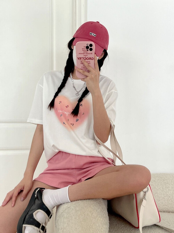 [June] Unisex simple halo printed short sleeve T-shirt 802968\xyy