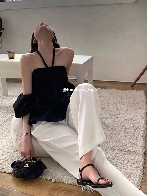[Julia] pure desire wind hanging neck off shoulder shirt 1037\pcz