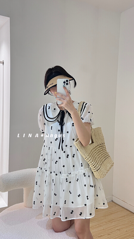 [Lina] sweet and gentle fairy floating baby collar dress 0177\hjy