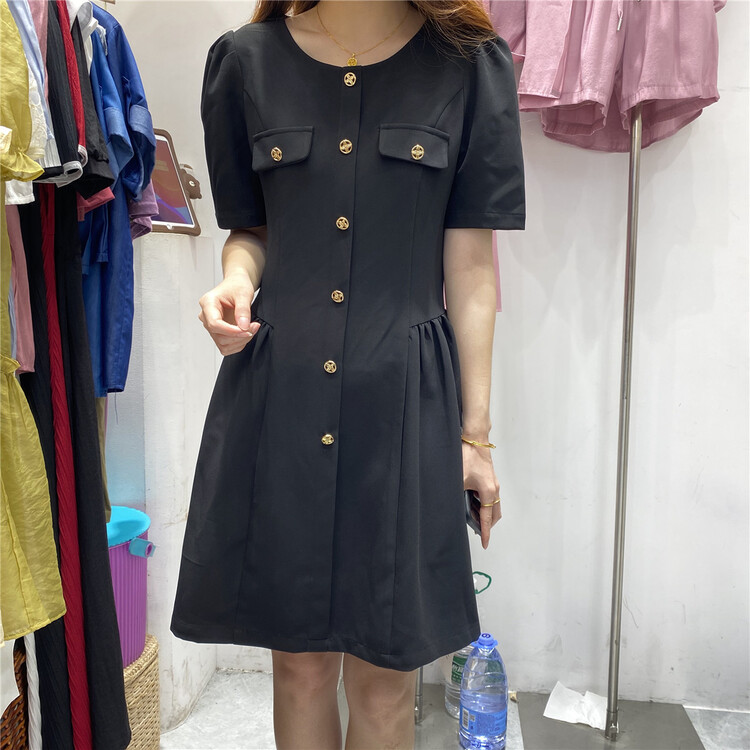 【 bestie 】 temperament Hanshu round neck dress 1580\hjy