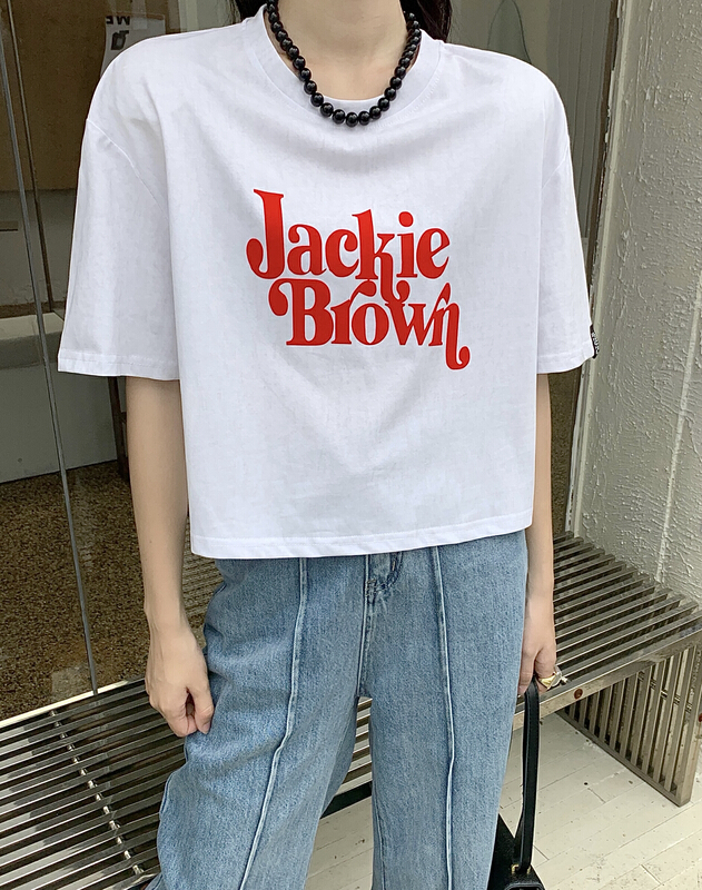 [our] letter printed loose short sleeve T-shirt 10626\lsw
