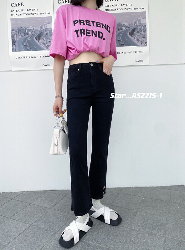 【STAR】韓版不規則褲腳顯瘦牛仔褲  AS2215-1#  CLS