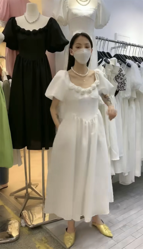 [ICC] French retro elegant rose long dress 8169\pcz